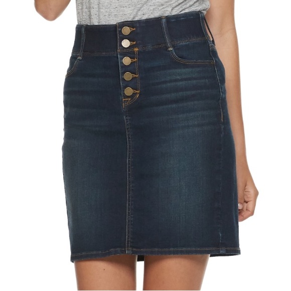 tummy control denim skirt